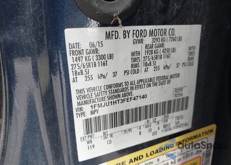 2015 Ford Expedition Xlt z USA, uszkodzony, nr VIN 1FMJU1HT3FEF47140